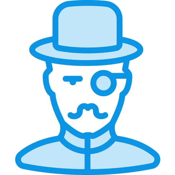 Mustache Man Vintage Icon Outline Style — Stock Vector