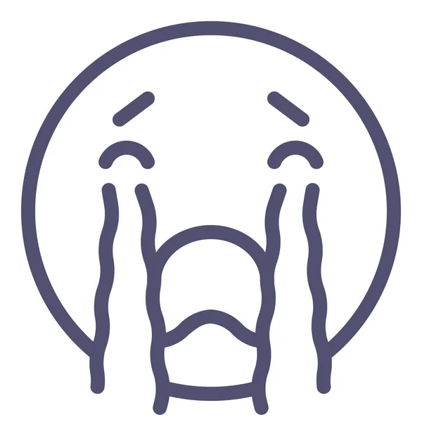 Huilen Emoji Luid Pictogram Contouren Stijl — Stockvector