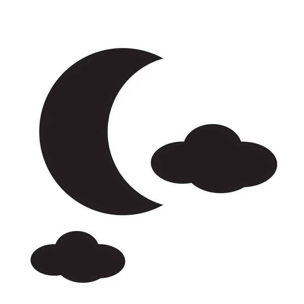 Partly Cloudy Night Icon Solid Style — Stock Vector