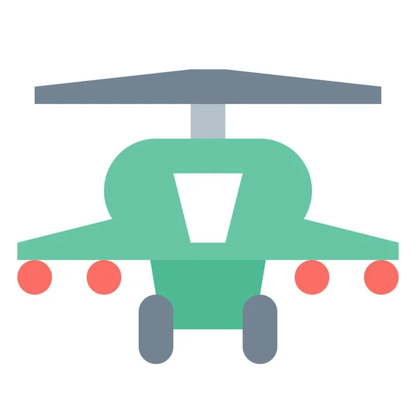 Helicóptero Militar Ícone Plano Estilo Plano — Vetor de Stock