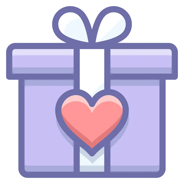 Regalo Amor Presente Icono Estilo Contorno Lleno — Vector de stock