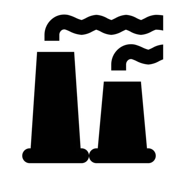 Икона Промышленной Электростанции Завода Твердом Стиле — стоковый вектор