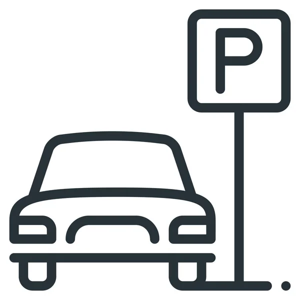 Значок Автомобиля Парковки Стиле Outline — стоковый вектор
