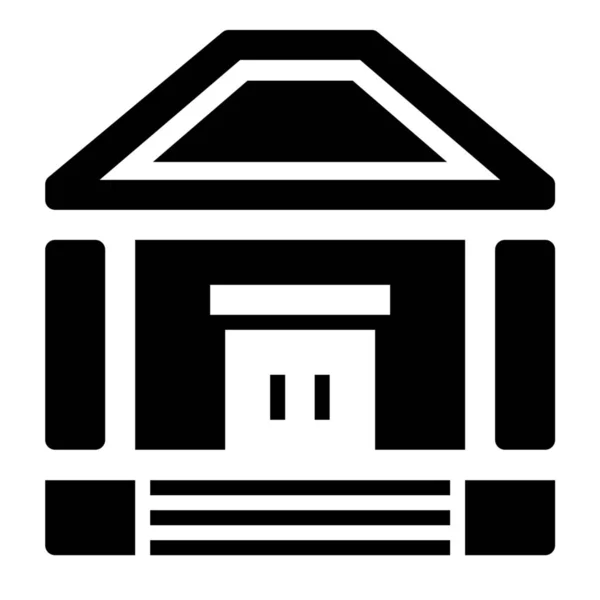 Edifício Banco Ícone Sólido Estilo Sólido — Vetor de Stock