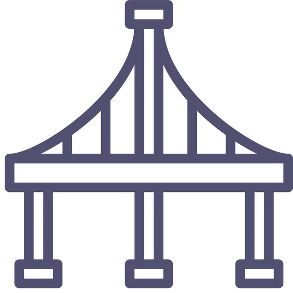 Bridge Architecture Icono Del Esquema Estilo Del Esquema — Vector de stock