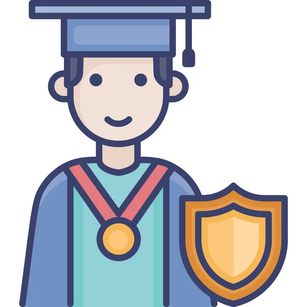 Graduate Graduation Insurance Icon — Stock Vector