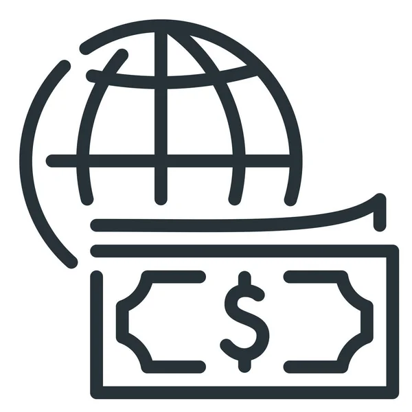 Globe Money Payment Icon Outline Style — Stock Vector