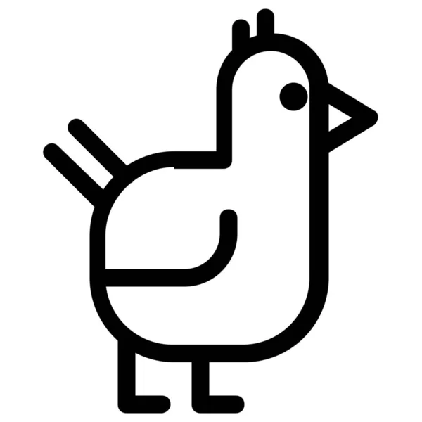 Ζωικό Κοτόπουλο Περίγραμμα Εικονίδιο Στυλ Περίγραμμα — Διανυσματικό Αρχείο