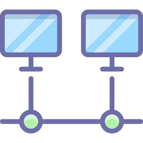 Icona Web Rete Connessione Stile Contorno Riempito — Vettoriale Stock