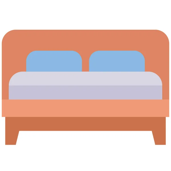 Dormitorio Cama Doble Icono Estilo Plano — Vector de stock