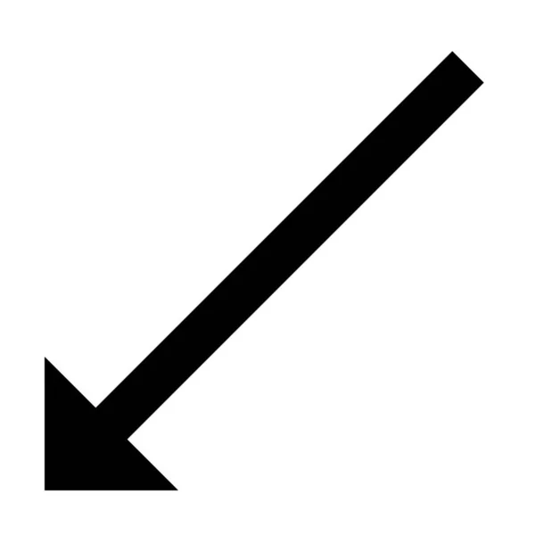 Šipka Vlevo Dolů Pevném Stylu — Stockový vektor