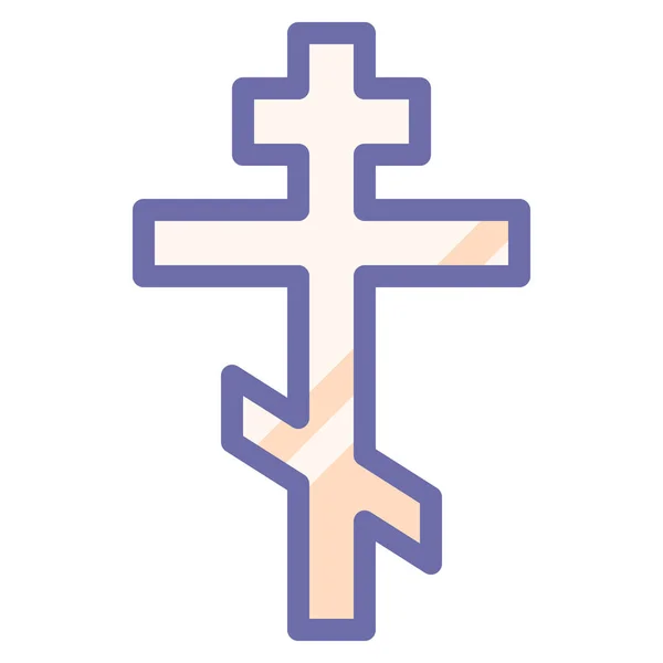 Christian Cross Icono Ortodoxia Estilo Contorno Lleno — Archivo Imágenes Vectoriales