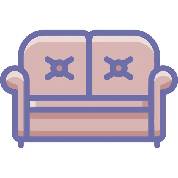 Couch Sofa Filled Outline Icon Filled Outline Style — Stock Vector