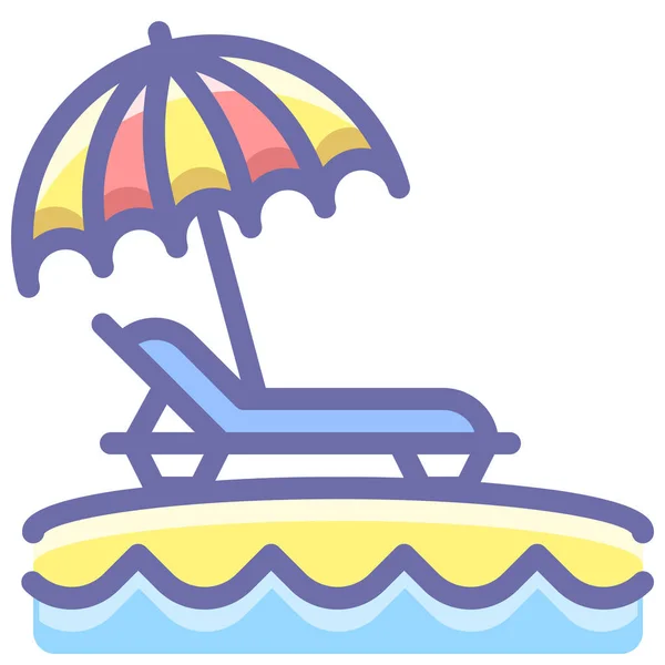 海滩伞度假图标充填轮廓风格 — 图库矢量图片