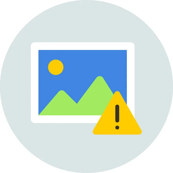 Alerta Icono Advertencia Foto Estilo Plano — Vector de stock