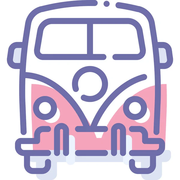 Car Combi Hippy Icon Filled Outline Style — 스톡 벡터