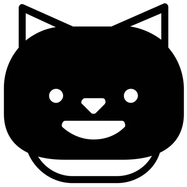 Gato Emoticono Sonrisa Icono Estilo Sólido — Archivo Imágenes Vectoriales