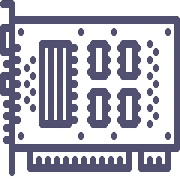Ikona Hardwarového Mikročipu Počítače Stylu Osnovy — Stockový vektor