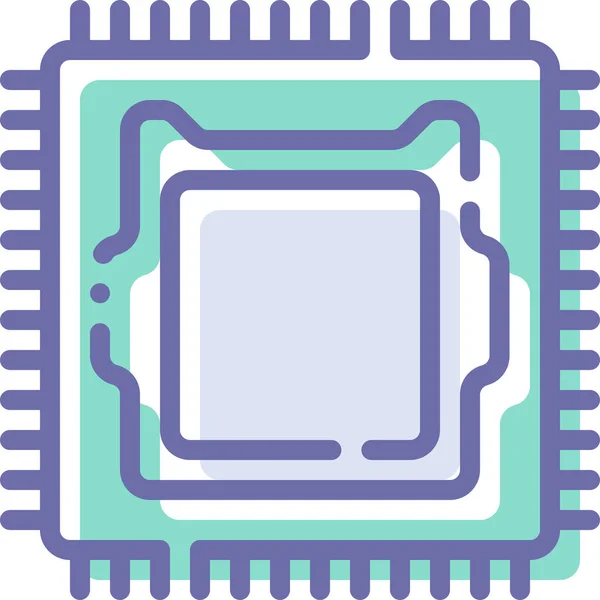 Icono Del Microchip Del Hardware Computadora Estilo Contorno Lleno — Vector de stock