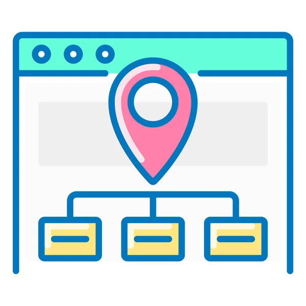 Carte Navigation Seo Icône Dans Style Contour Rempli — Image vectorielle