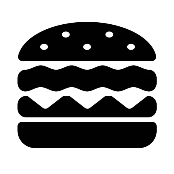 汉堡包汉堡包快餐图标固体风格 — 图库矢量图片