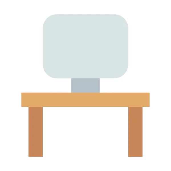 Escritorio Computadora Icono Mesa Estilo Plano — Vector de stock