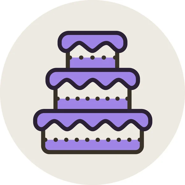 Pâtisserie Icône Nourriture Gâteau Dans Style Contour Rempli — Image vectorielle