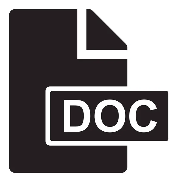 Doc File Icona Solida Stile Solid — Vettoriale Stock