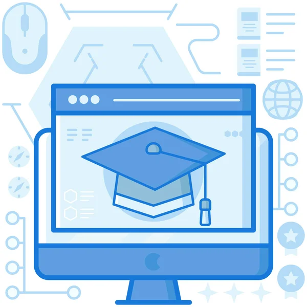 Curso Educación Graduado Icono — Vector de stock