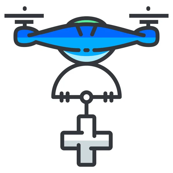 Ikona Medyczna Drona Dostawy Stylu Wypełnionego Konturu — Wektor stockowy