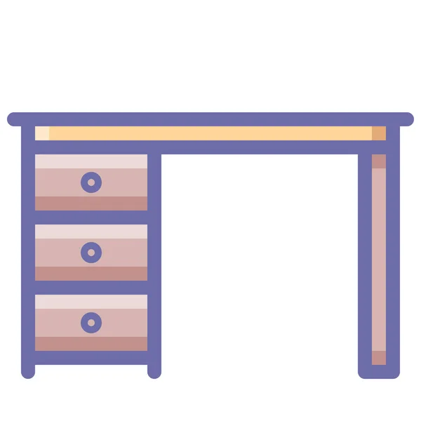 Bureau Lade Tafel Pictogram Gevulde Omtrek Stijl — Stockvector