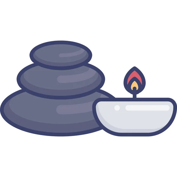 Candle Meditation Rocks Icon — Stock Vector