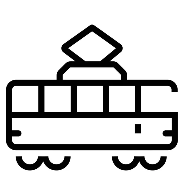 Kontur Tramwajowy Pojazdy Ikona Środków Transportu Zarysie Stylu — Wektor stockowy