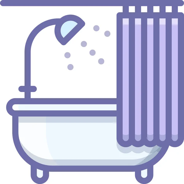 Bath Bathtub Curtains Icon Filled Outline Style — Stock Vector