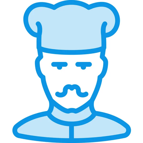 Cocinero Bigote Hombre Icono Estilo Contorno Lleno — Vector de stock