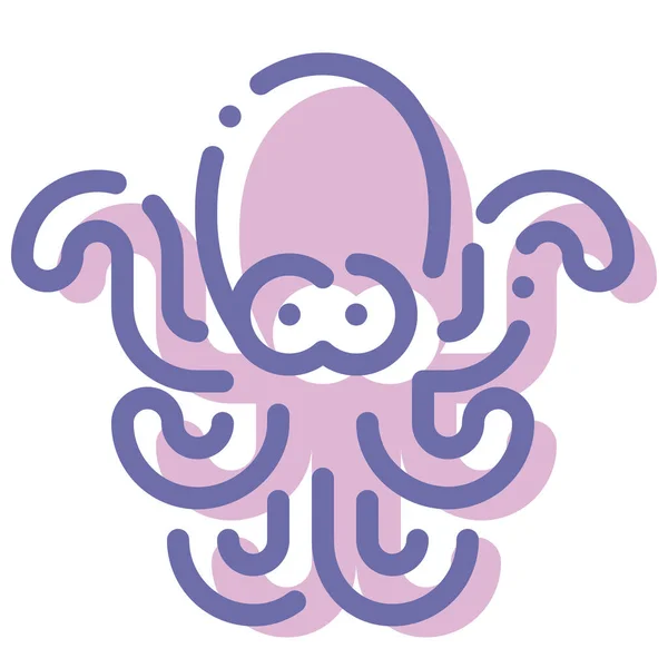 Océano Pulpo Icono Del Mar Estilo Contorno Lleno — Archivo Imágenes Vectoriales