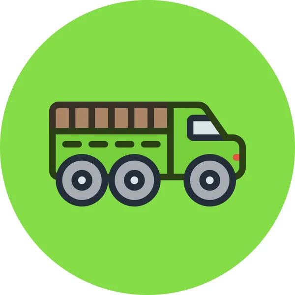 Auto Militaire Vrachtwagen Pictogram Gevulde Omtrek Stijl — Stockvector