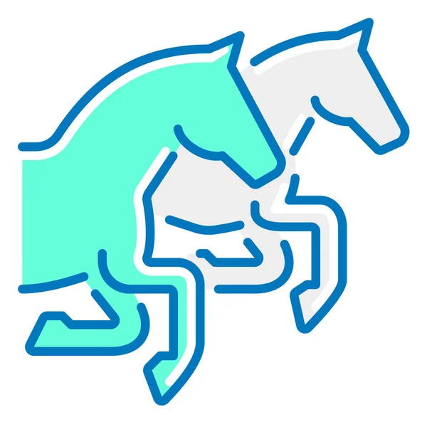 Competencia Caballo Caballos Icono Estilo Contorno Lleno — Vector de stock