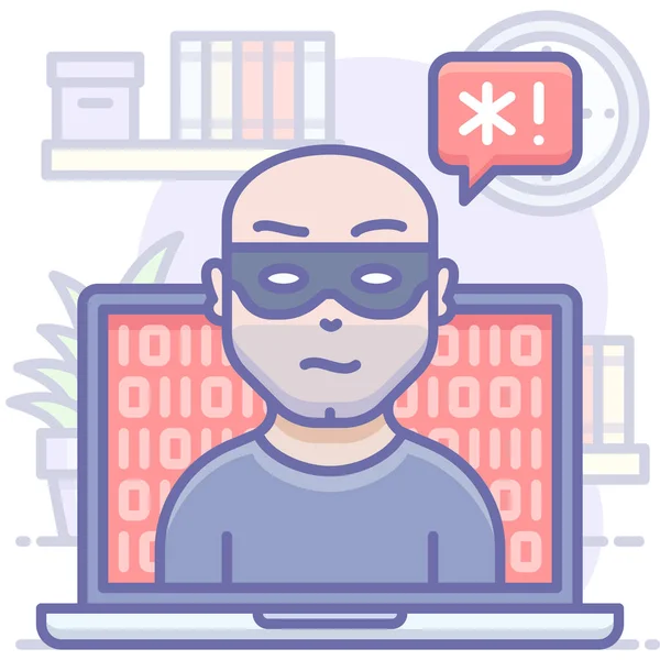 Hacker Laptop Threat Icon Filled Outline Style — Stock Vector