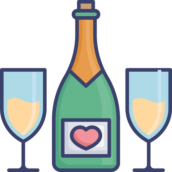 Aşk Romantizm Kategorisinde Alkol Şişesi Simgesi — Stok Vektör