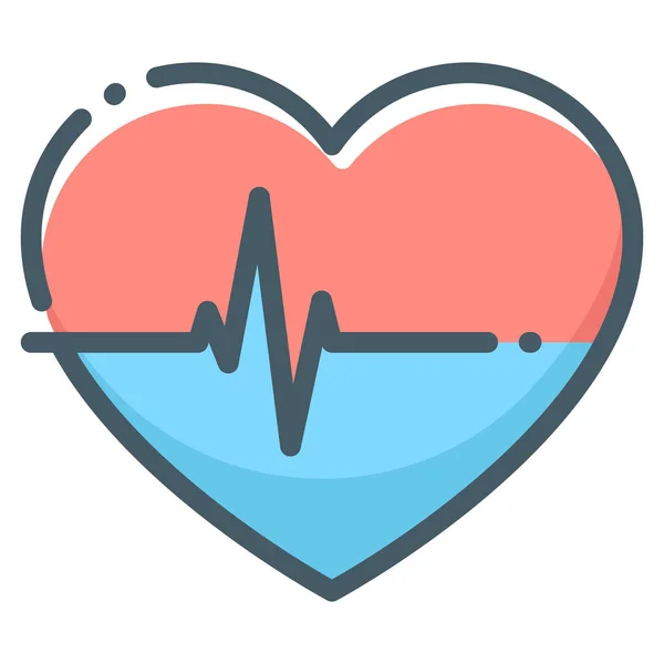 Pulso Cardiograma Icono Latido Del Corazón Estilo Contorno Lleno — Vector de stock