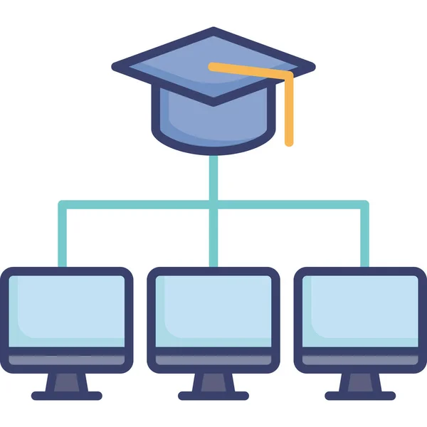 Onderwijs Afstuderen Monitor Pictogram — Stockvector