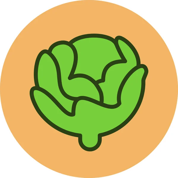 Icône Salade Aliments Chou Dans Style Contour Rempli — Image vectorielle