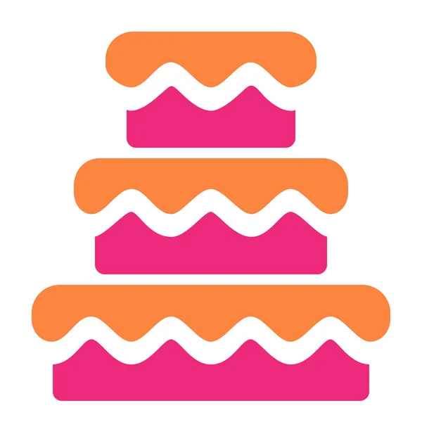 Gâteau Celebreation Icône Vacances Dans Style Solide — Image vectorielle