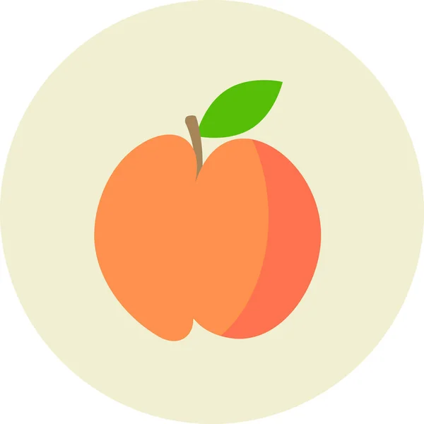 Lebensmittel Frucht Pfirsich Symbol Flachen Stil — Stockvektor