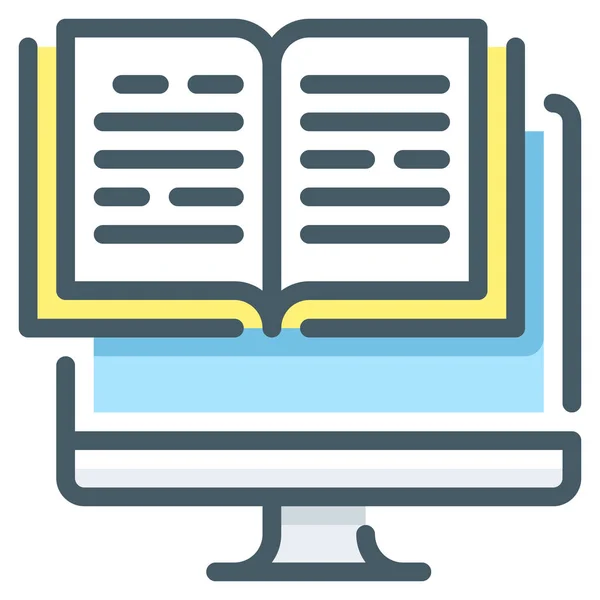 Buch Ebook Bildungs Ikone Ausgefüllten Outline Stil — Stockvektor