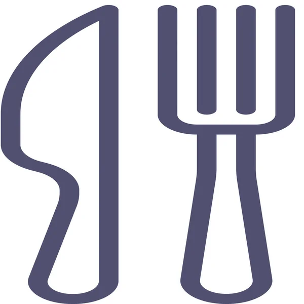 咖啡店餐厅叉子图标的轮廓风格 — 图库矢量图片