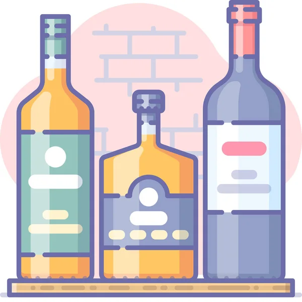 Alkohol Bar Whiskey Ikon Kitöltött Körvonalas Stílusban — Stock Vector