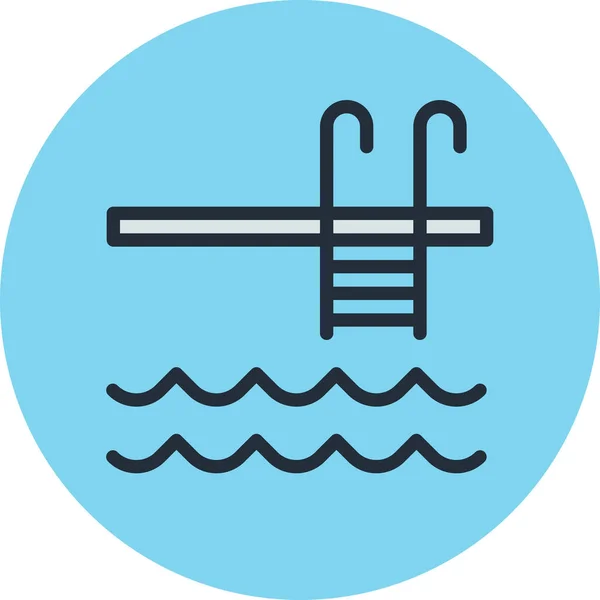 Schwimmbadtreppe Schwimm Symbol Ausgefüllten Outline Stil — Stockvektor