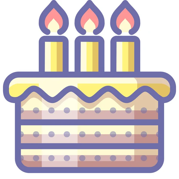 Icono Vela Pastel Cumpleaños Estilo Contorno Lleno — Archivo Imágenes Vectoriales